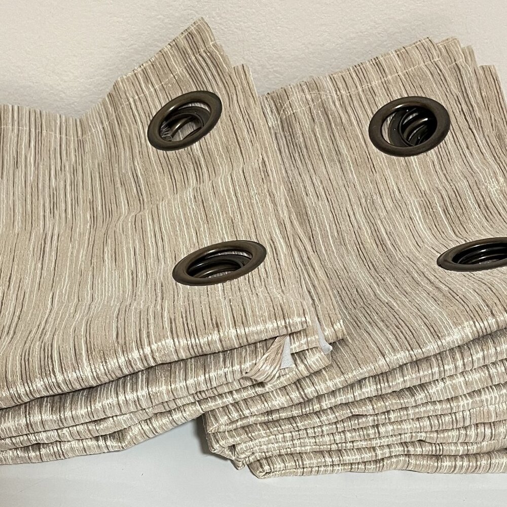(6) WINDOW SHORT LINED CURTAIN VALANCE -Champagne 18" long x 52" width/ PREOWNED